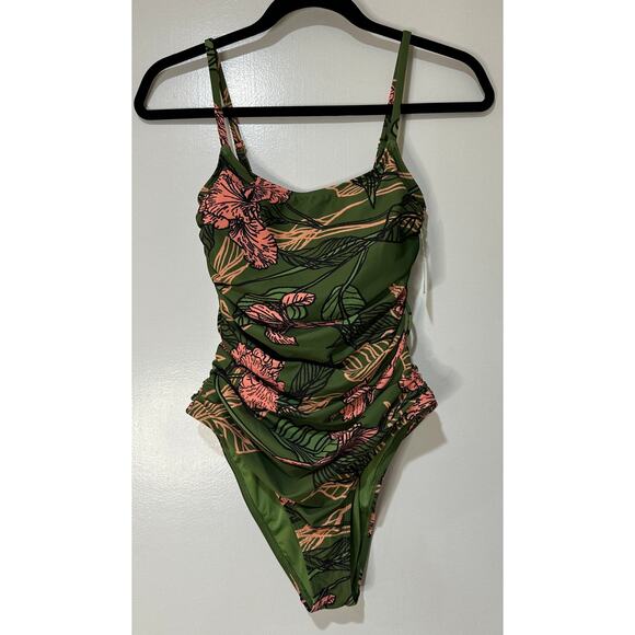 Hutch Zenna Floral One-Piece Swimsuit Green Pink Size XS NWT No Belt Vacation - Picture 2 of 14